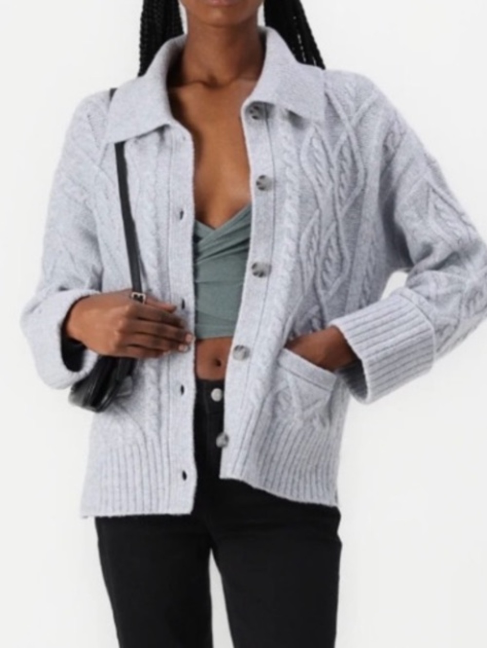 Abercrombie & Fitch Cable-Knit Button Down Gray Cardigan Size
S NWOT - Picture 10 of 16